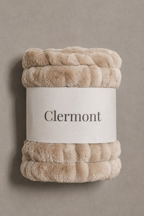 Clermont Signature Blanket, rolled and packaged with brand wrap